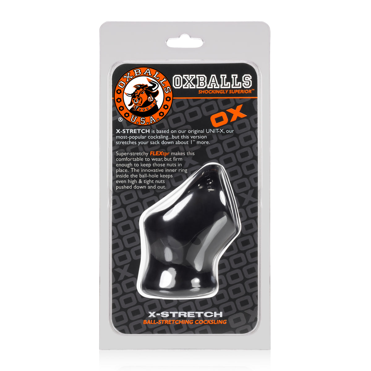 Oxballs Unit X Stretch Sporty Sleek Cocksling W/ Extended Ballstretcher Base Black - Just for you desires