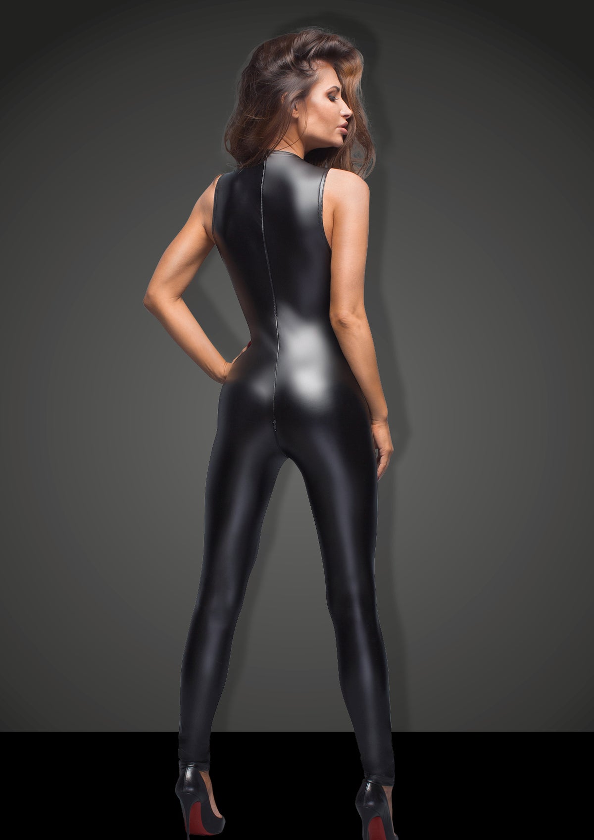 Sleeveless Power Wetlook Overall With Lace - Just for you desires