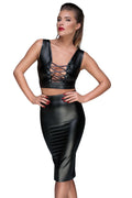 Power Wetlook Pencil Skirt With Long Zipper - Just for you desires