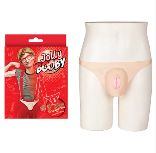 Jolly Booby Pvc Inflatable Pussy 5"" Small Vagina With Adjustable Strap