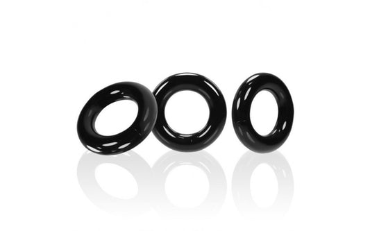 Oxballs Willy Rings 3 Pack Stretchy Cockrings Black - Just for you desires