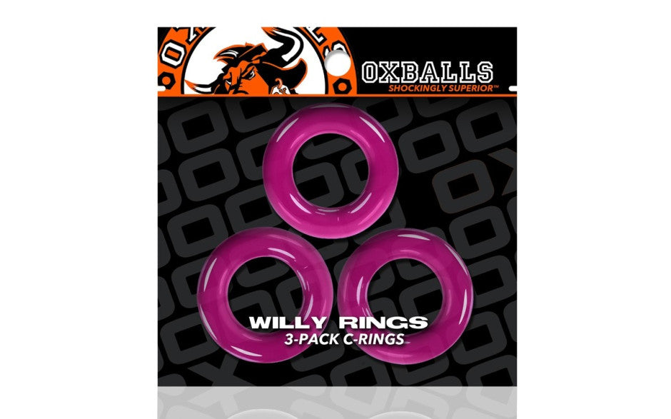 Oxballs Willy Rings 3 Pack Stretchy Cockrings Hot Pink - Just for you desires