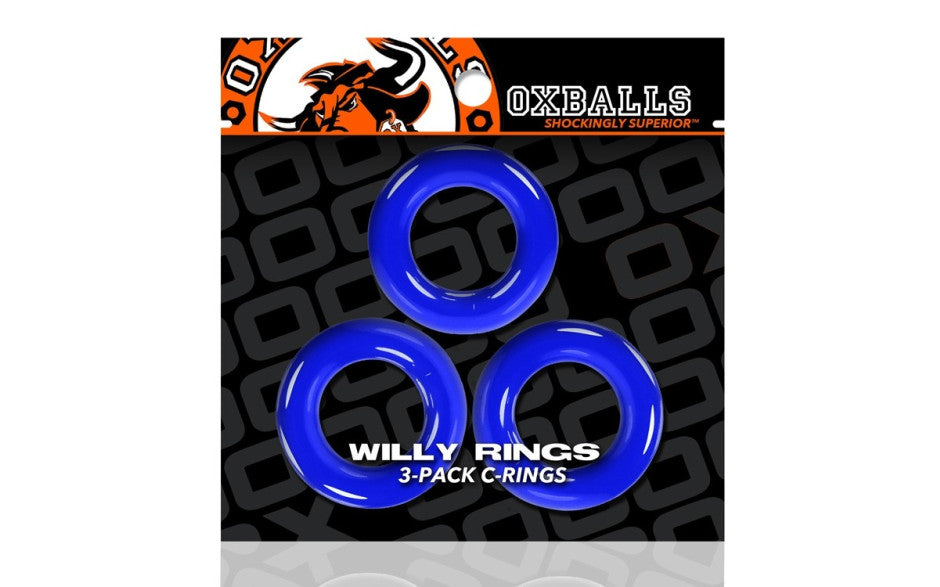 Oxballs Willy Rings 3 Pack Stretchy Cockrings Police Blue - Just for you desires