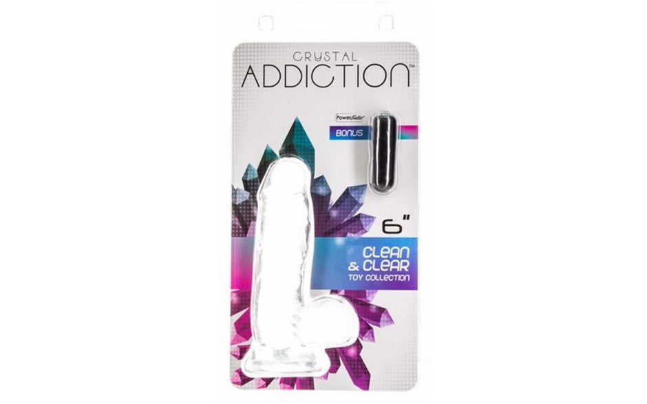 Crystal Dildo w Balls 6in Clear - Just for you desires