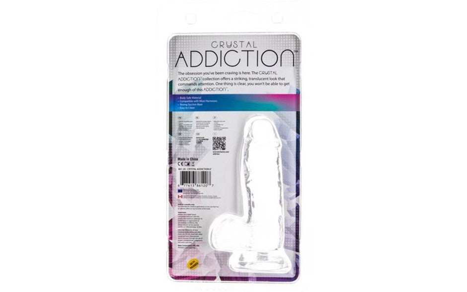 Crystal Dildo w Balls 6in Clear - Just for you desires