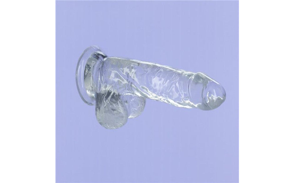 Crystal Dildo w Balls 6in Clear - Just for you desires
