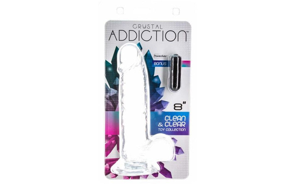 Crystal Dildo w Balls 8in Clear - Just for you desires