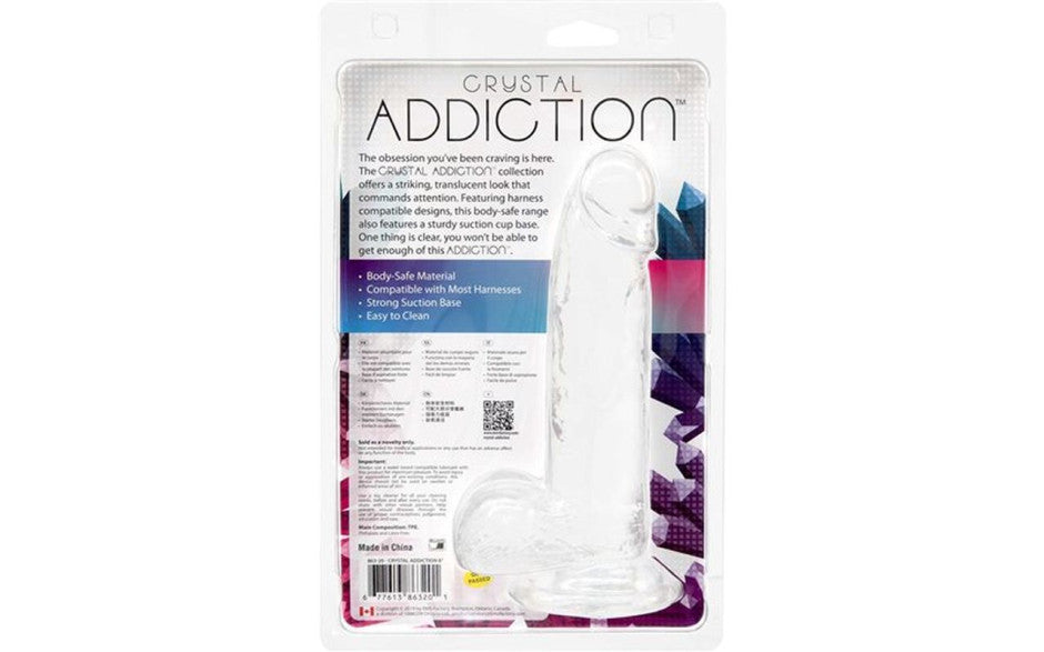 Crystal Dildo w Balls 8in Clear - Just for you desires