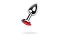 Silver Metal Anal Plug w Red Ruby Gem Small - Just for you desires