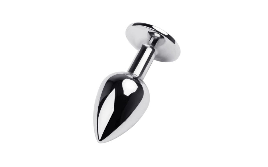 Silver Metal Anal Plug w Red Ruby Gem Small - Just for you desires