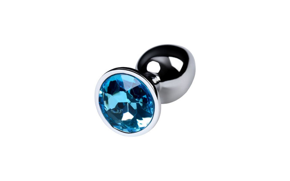 Silver Metal Anal Plug w Topaz Crystal Small - Just for you desires