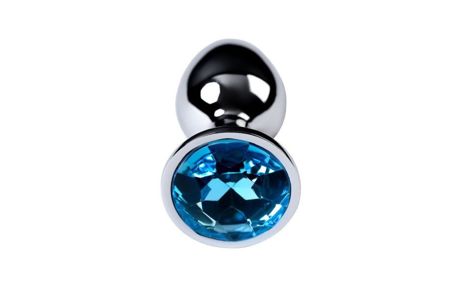 Silver Metal Anal Plug w Topaz Crystal Small - Just for you desires