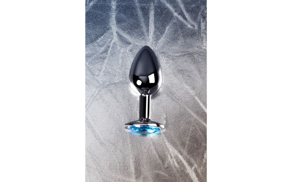 Silver Metal Anal Plug w Topaz Crystal Small - Just for you desires