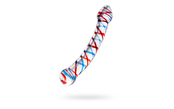 Sexus Glass Dildo Curved Blue/Red 20 cm - Just for you desires