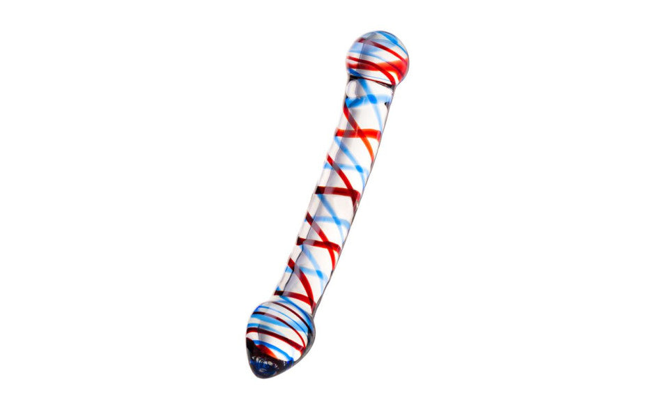 Sexus Glass Dildo Curved Blue/Red 20 cm - Just for you desires