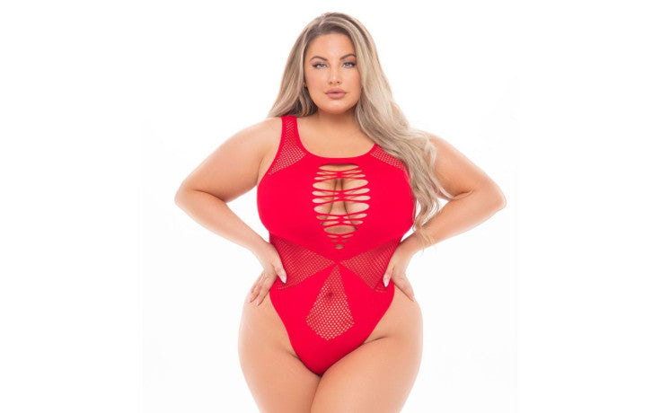 Duchess High Neck Bodysuit Red - Just for you desires