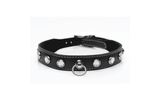 Bling Vixen Leather Choker w/ Clear Rhinestones