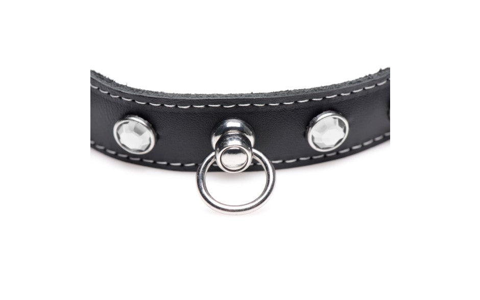 Bling Vixen Leather Choker w/ Clear Rhinestones - Just for you desires