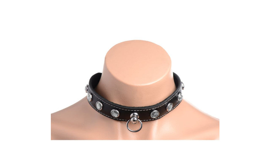 Bling Vixen Leather Choker w/ Clear Rhinestones