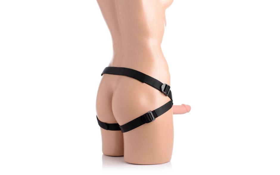 Seducer 7" Silicone Dildo w Harness Flesh - Just for you desires