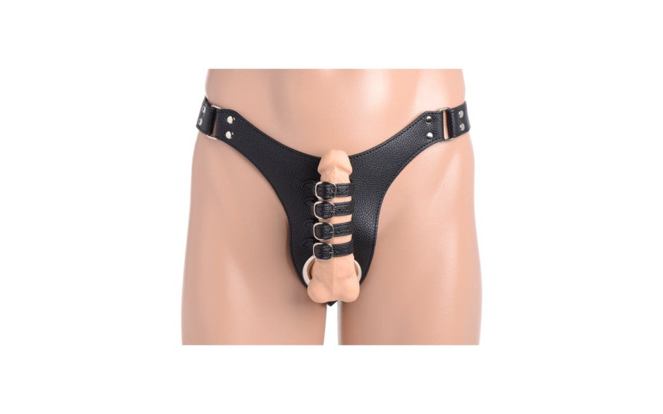 Male Chastity Harness w Anal Plug Black