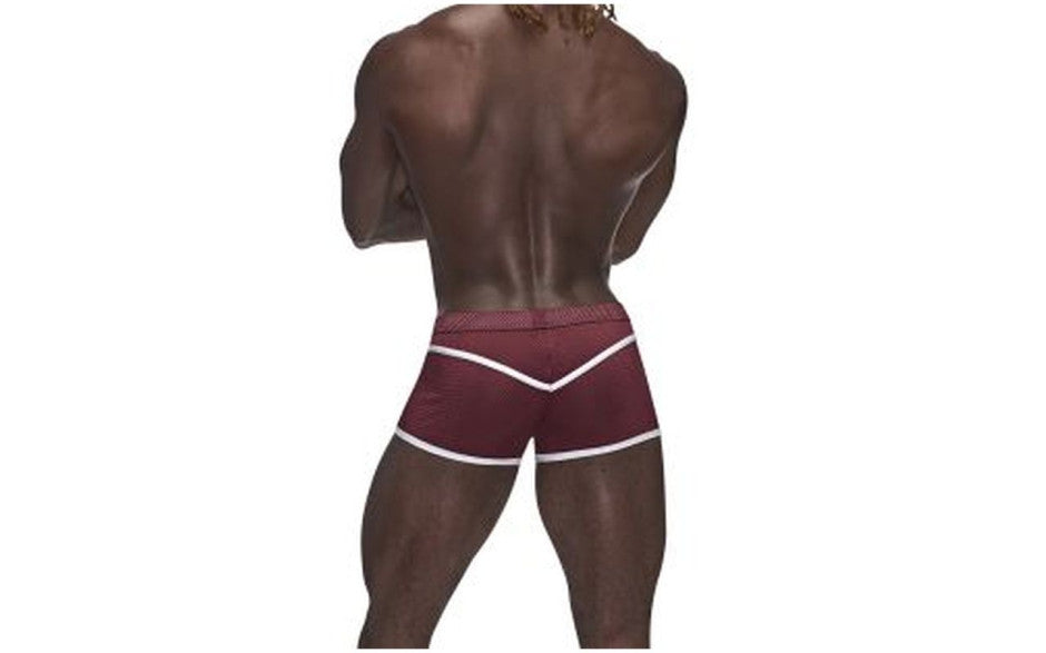 Male Power Sport Mesh Mini Short Burgundy - Just for you desires