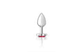 Cheeky Charms Silver Metal  Butt Plug w Heart Pink Jewel Small - Just for you desires