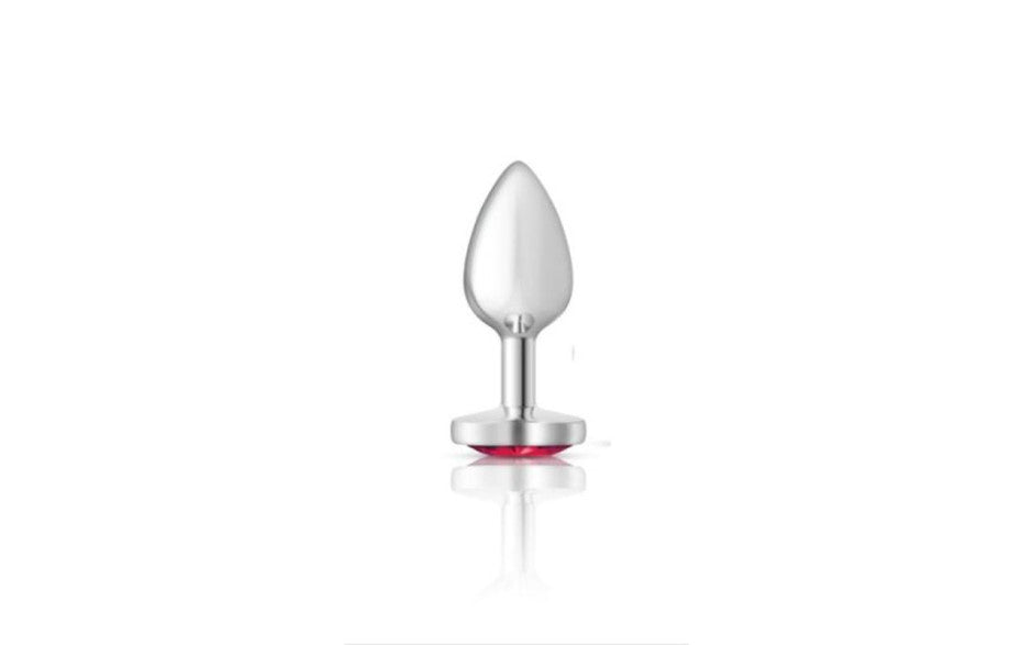 Cheeky Charms Silver Metal  Butt Plug w Heart Pink Jewel Small - Just for you desires