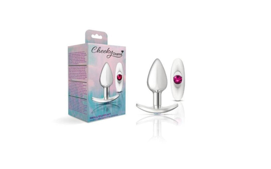 Cheeky Charms Silver Anchor Butt Plug  w Clear and Pink Jewel Kit - Just for you desires