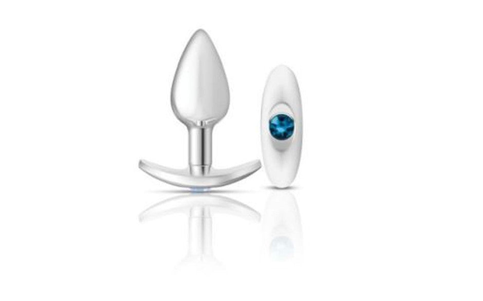 Cheeky Charms Silver Anchor Butt Plug w Clear and Teal Jewel Kit - Just for you desires