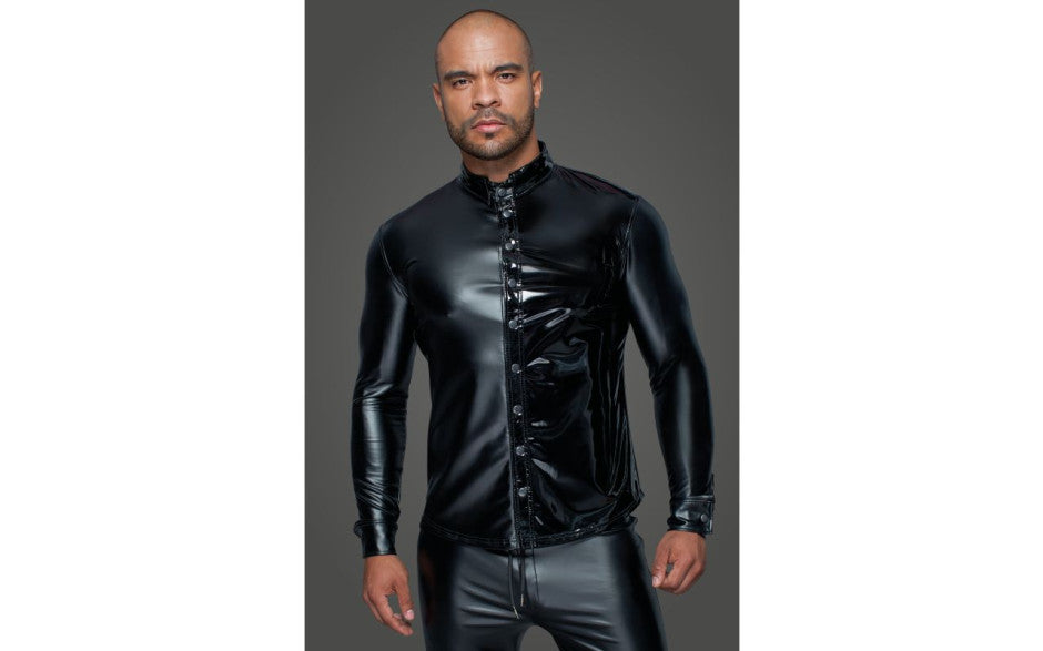 Powerwetlook PVC Long Sleeved Shirt w Button Placket