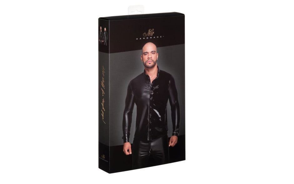 Powerwetlook PVC Long Sleeved Shirt w Button Placket