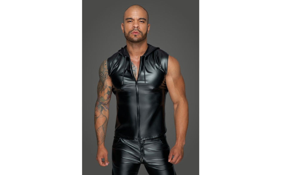 Powerwetlook Sleeveless Hooded Shirt w 2 Way Zipper