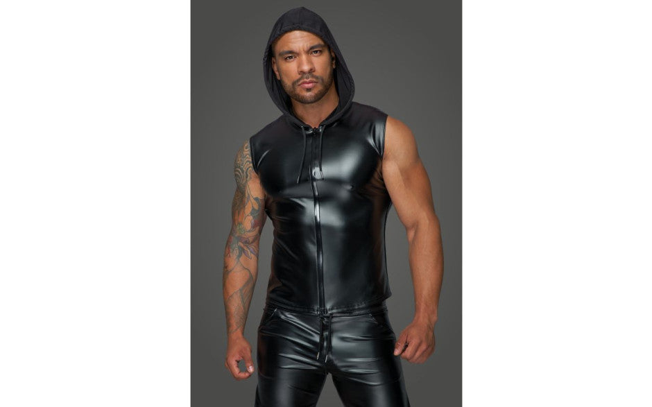 Powerwetlook Sleeveless Hooded Shirt w 2 Way Zipper