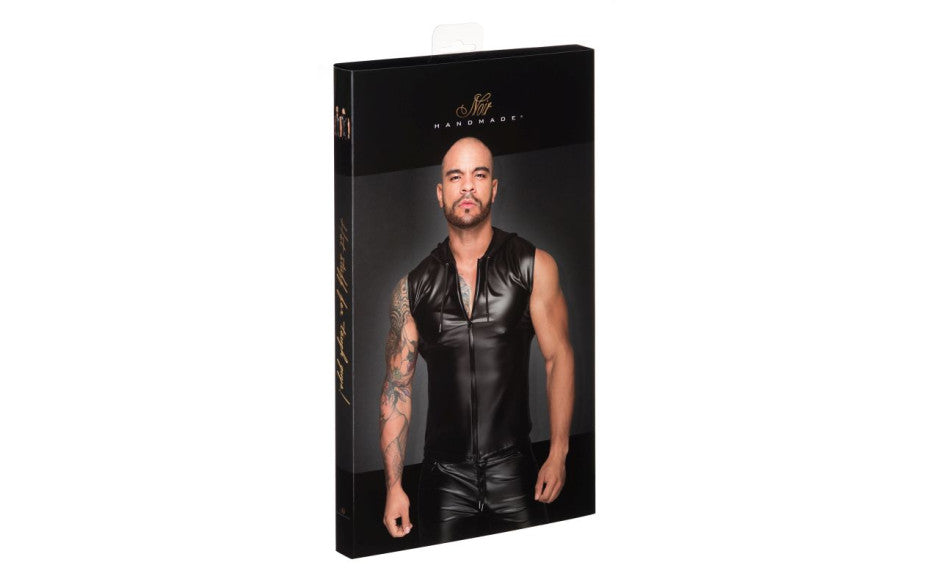 Powerwetlook Sleeveless Hooded Shirt w 2 Way Zipper