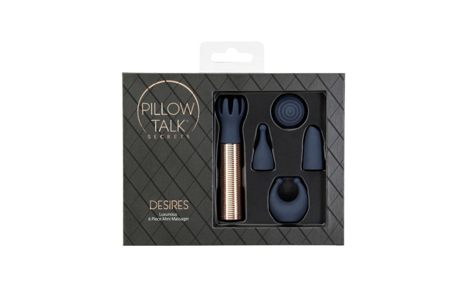 Pillow Talk® Secrets Desires 6 Piece Mini Massager Set Navy - Just for you desires