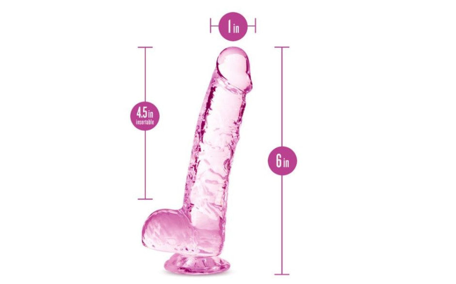 Naturally Yours 6" Crystaline Dildo Rose - Just for you desires