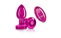 Cheeky Charms Pink Rechargeable Vibrating Metal Butt Plug w Remote Medium - Just for you desires