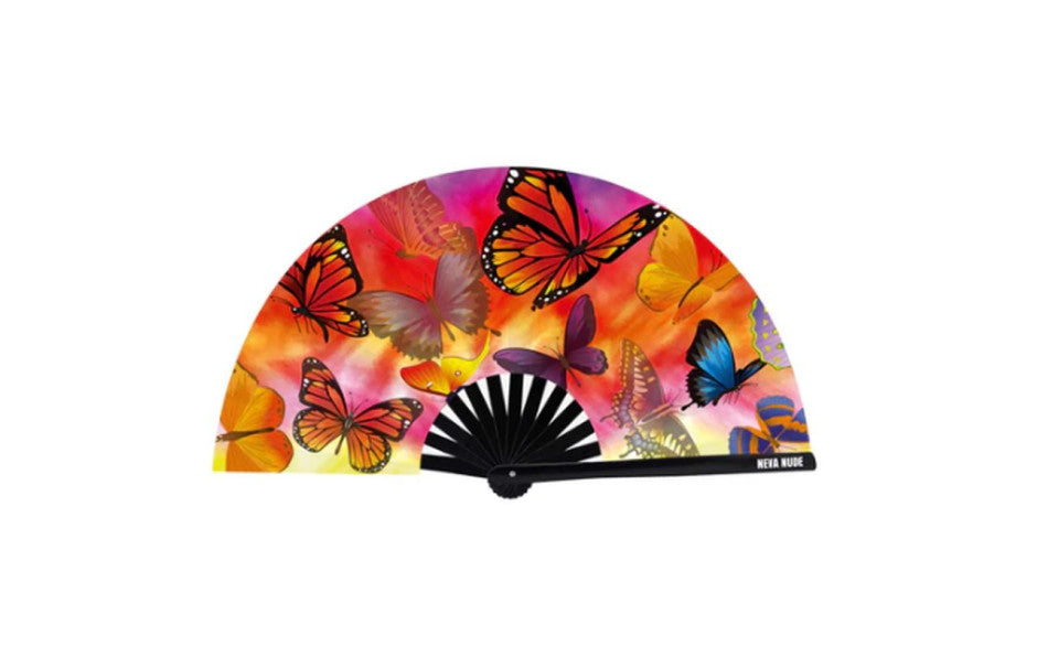 Butterfly Garden Blacklight Folding Fan