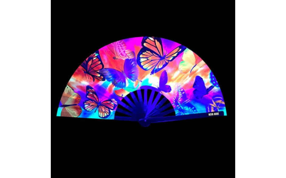 Butterfly Garden Blacklight Folding Fan