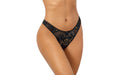 Floral Lace Thong Black - Just for you desires
