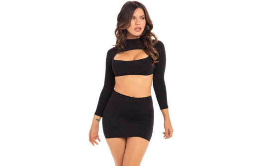 Stop and Stare 2 Pc Skirt Set Black - Just for you desires