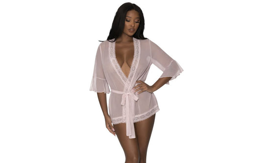 Robe with Lace Trim Blush - Just for you desires