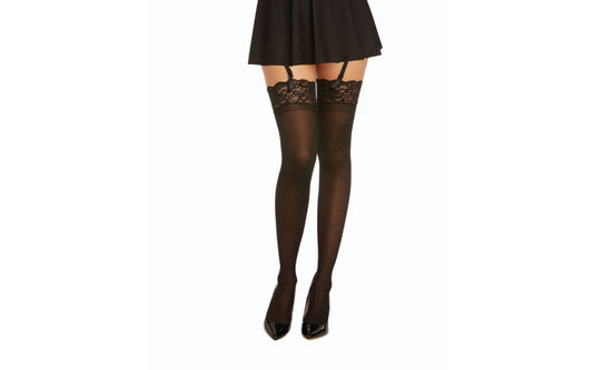 Dreamgirl Thigh High Sheer Lace Stockings Black - Just for you desires