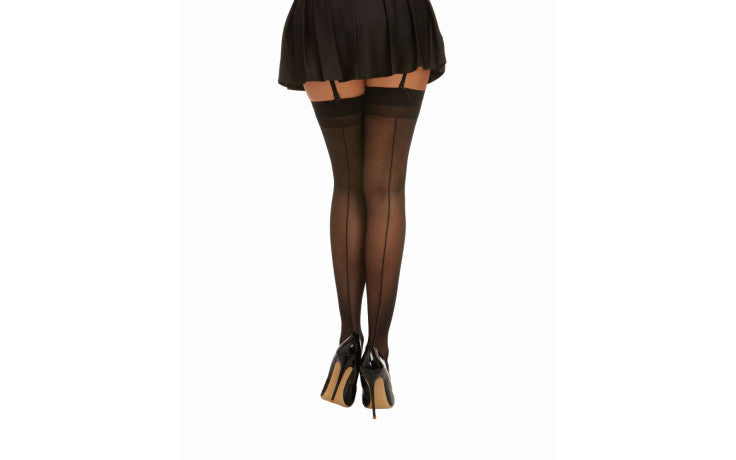 Dreamgirl Back Seam Sheer Thigh High Stockings Black - Just for you desires