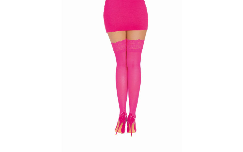 Dreamgirl Thigh High Silicone Stockings Neon Pink - Just for you desires