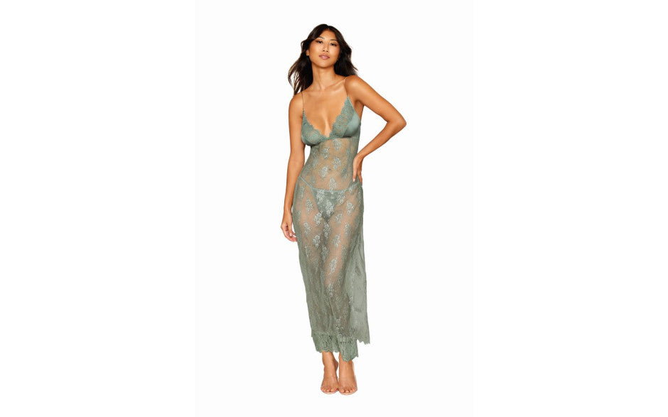 Dreamgirl Long Chemise w G-String Sage - Just for you desires