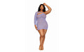 Dreamgirl Seamless Asymmetrical Chemise with Lace Pattern and Knitted Crisscross Details Lavender - Just for you desires