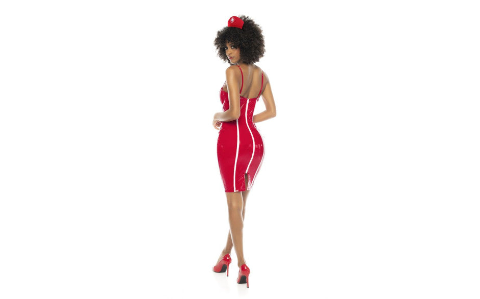 Nurse Costume Vinyl Red - Just for you desires