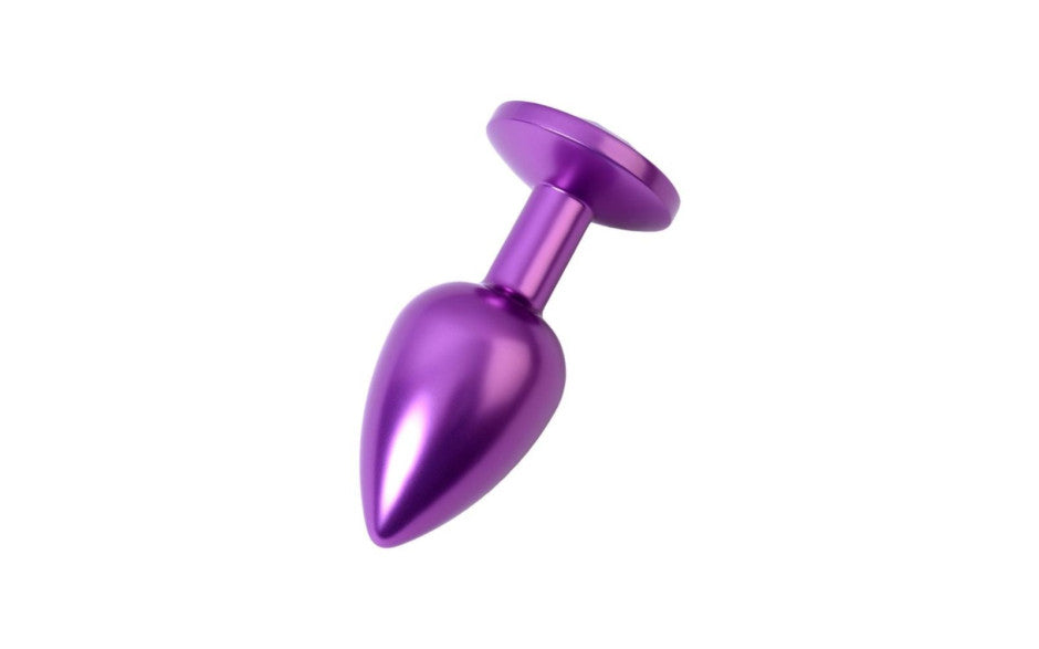 Purple Metal Anal Plug w Purple Crystal Small